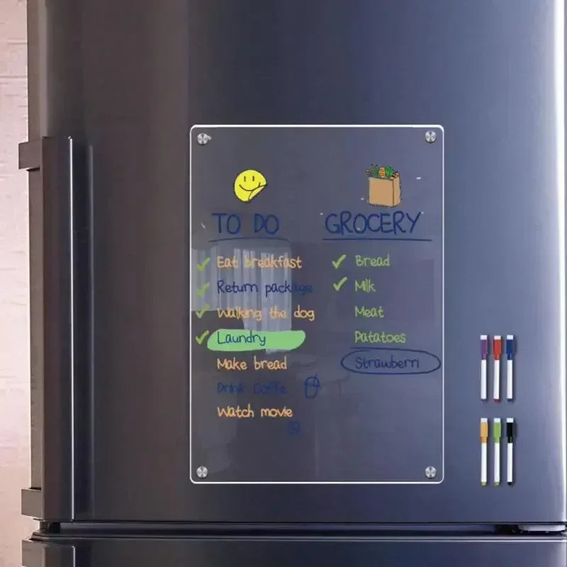 투명 아크릴 마그네틱 냉장고 달력 메시지 보드, 재사용 가능한 마그네틱 건식 지우기 보드, 월별 주간 달력, 가정용