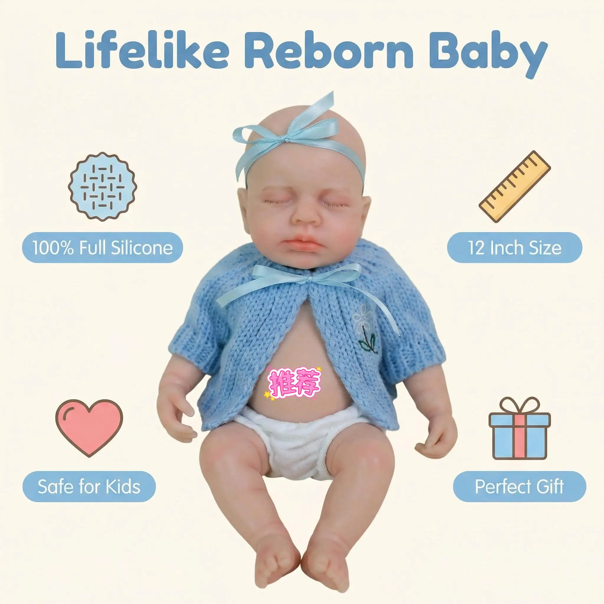 

NPK 12-дюймовая кукла Premie Baby Reborn Loulou, супер мягкая однотонная платиновая силиконовая гибкая эластичная кукла для открытия рта