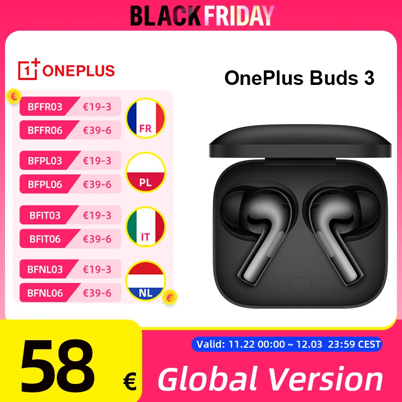 Global Version OnePlus Buds 3 TWS Earphone 49dB Active Noise Cancellation Bluetooth 5.3 True Wireless Headphone Earbuds