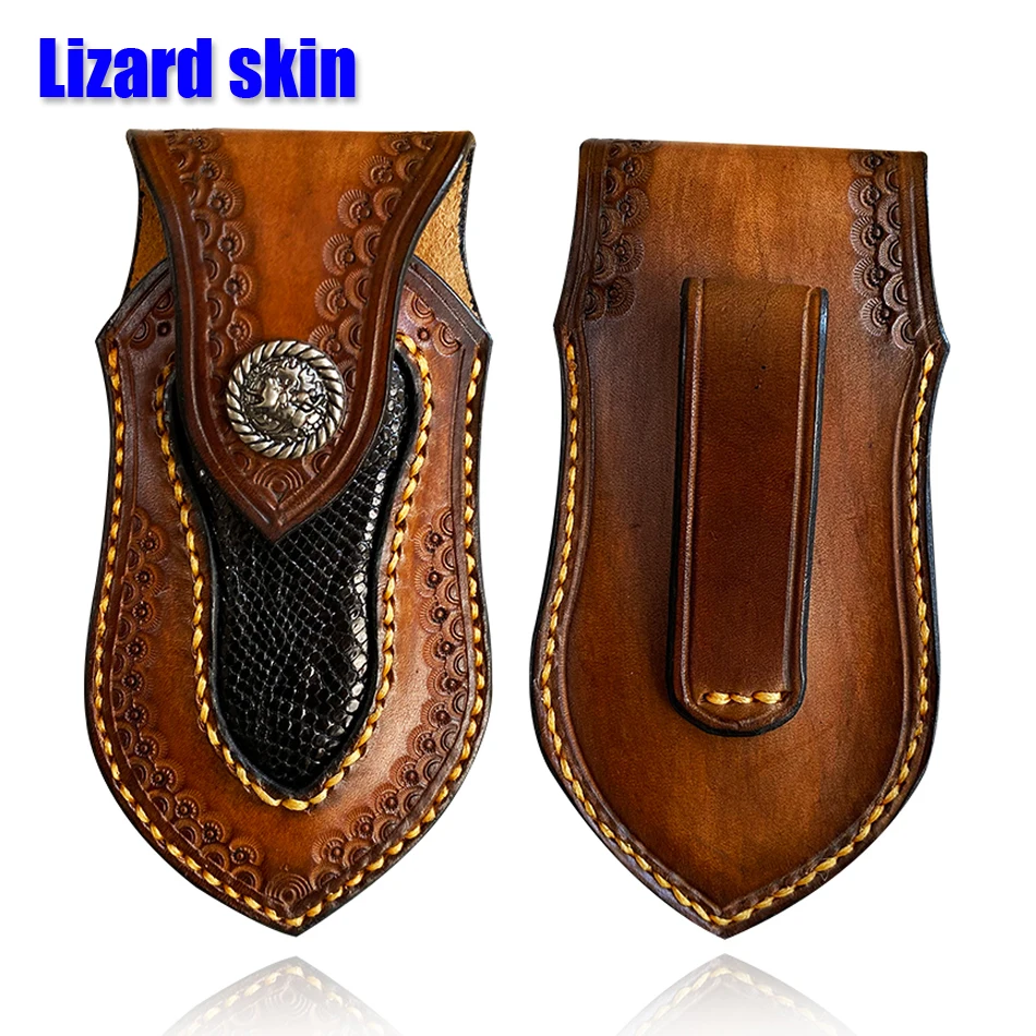 

Lizard Leather Folding Leather Case Genuine Leather Knife Case Real Leather Pearl Fish Leather Case Folding Knife Tool Case