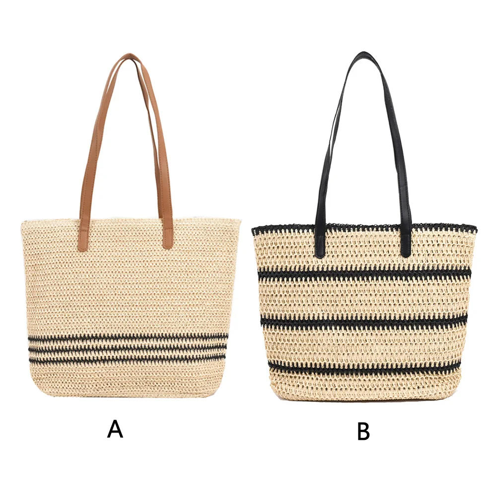 

Straw Woven Shoulder Bags Women Summer Beach Vacation Ladies Travel Totes Handbag Portable Shopping Handbag Streetwear
