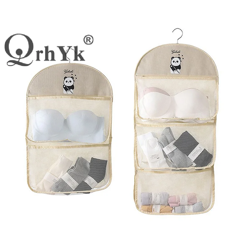 

2/3слойная сетчатая сумка большой емкости для хранения нижнего белья, носков, сумка для хранения, дышащий органайзер для гардероба с вешалкой для одежды