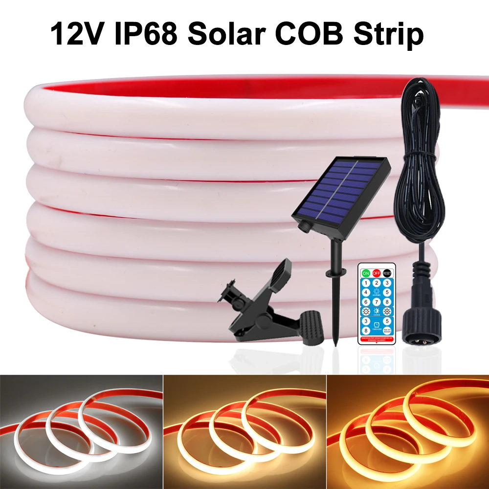 

IP68 Водонепроницаемая Солнечная лента COB 12 в 320 светодиодов/м RA90 гибкая лента высокой плотности веревка Светильник 3000K 4000K 6000K Кремниевая трубка