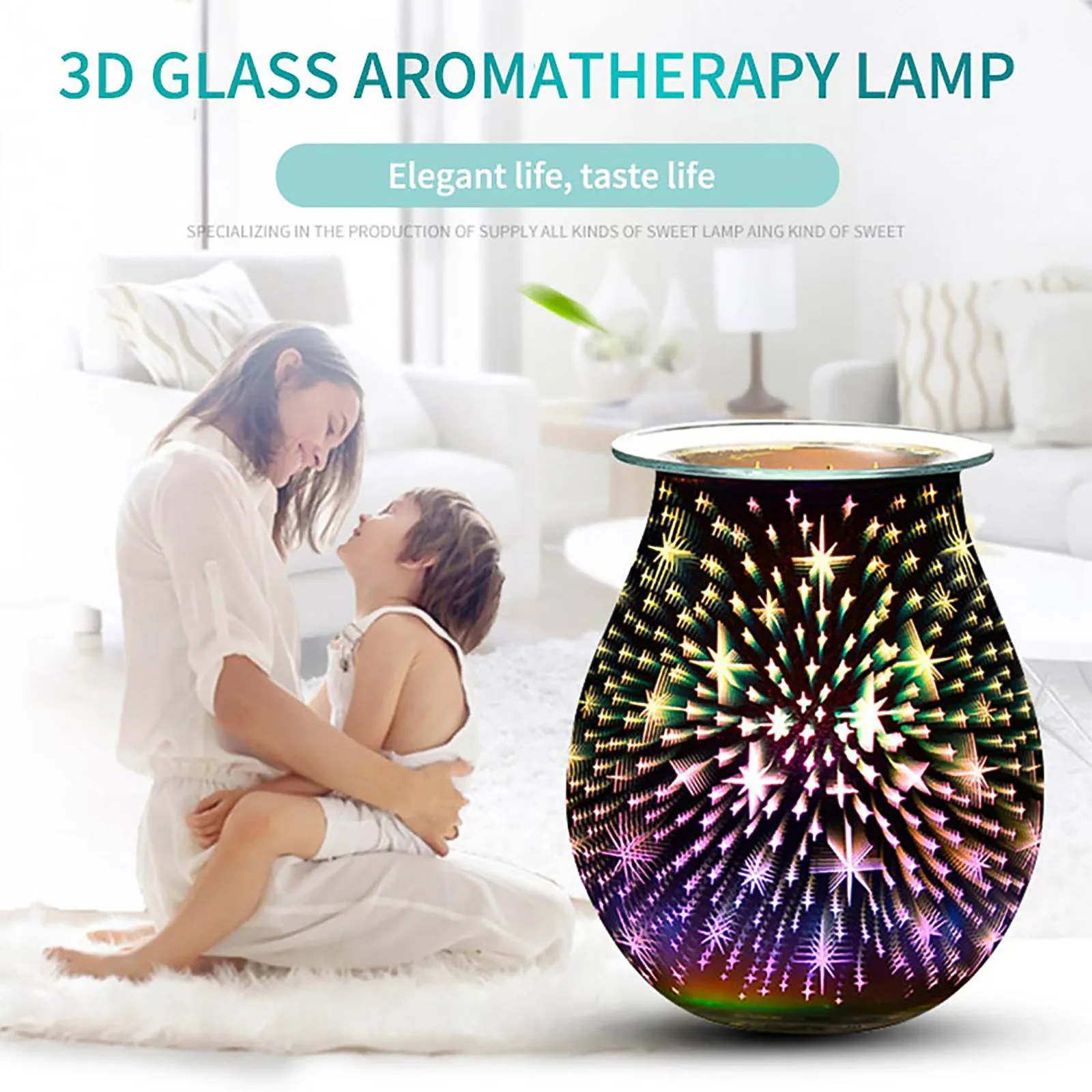 3D Fireworks Effect Touch Aromatherapy Machine Electric Wax Melter Smokeless Aroma Lamp Essential Oil Burner Aroma Accessories