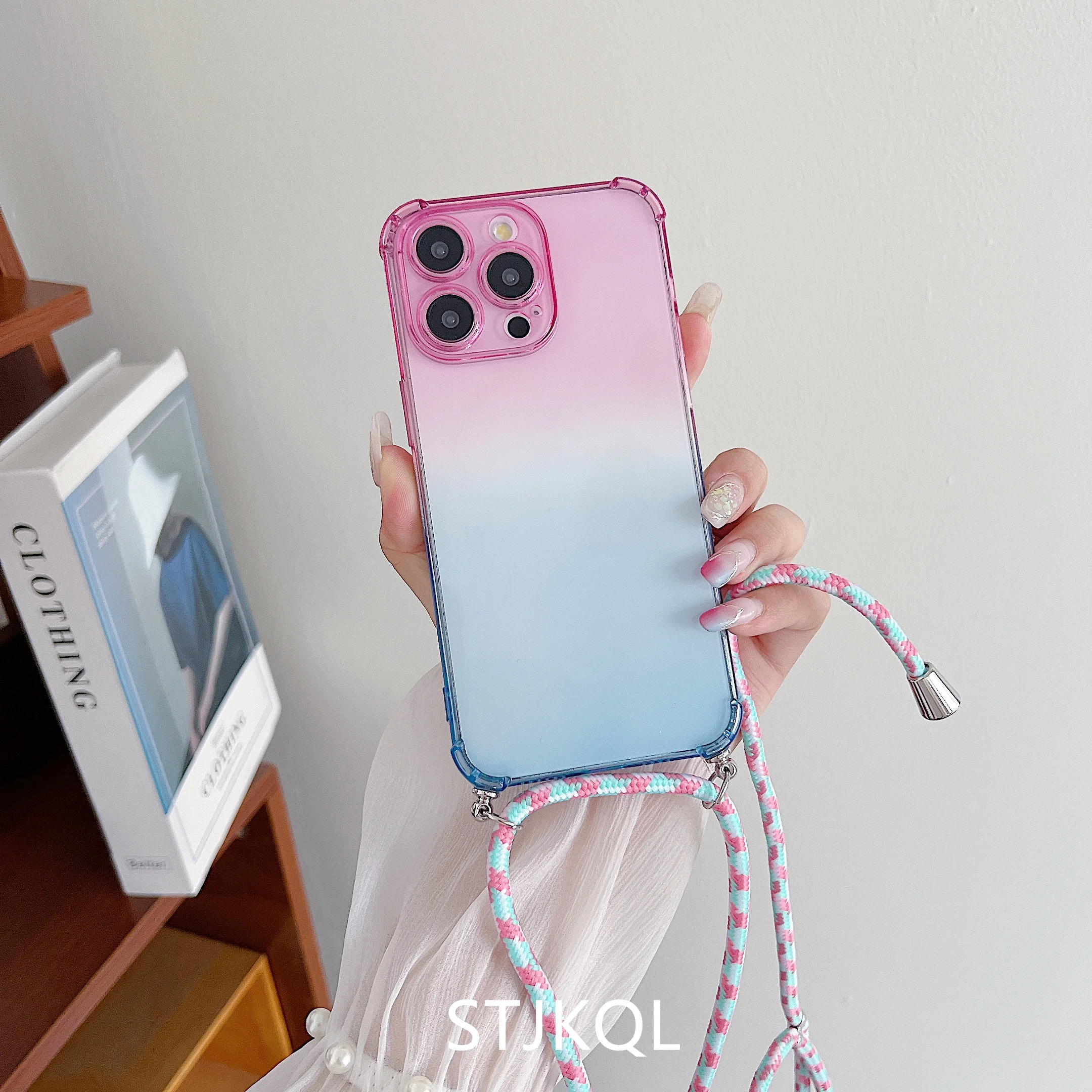 

Necklace Lanyard Strap Chain Phone Case For iPhone 16 15 14 13 Pro Max 12 11 X XR Mini SE 6 7 8 Plus Transparent Soft Rope Cover