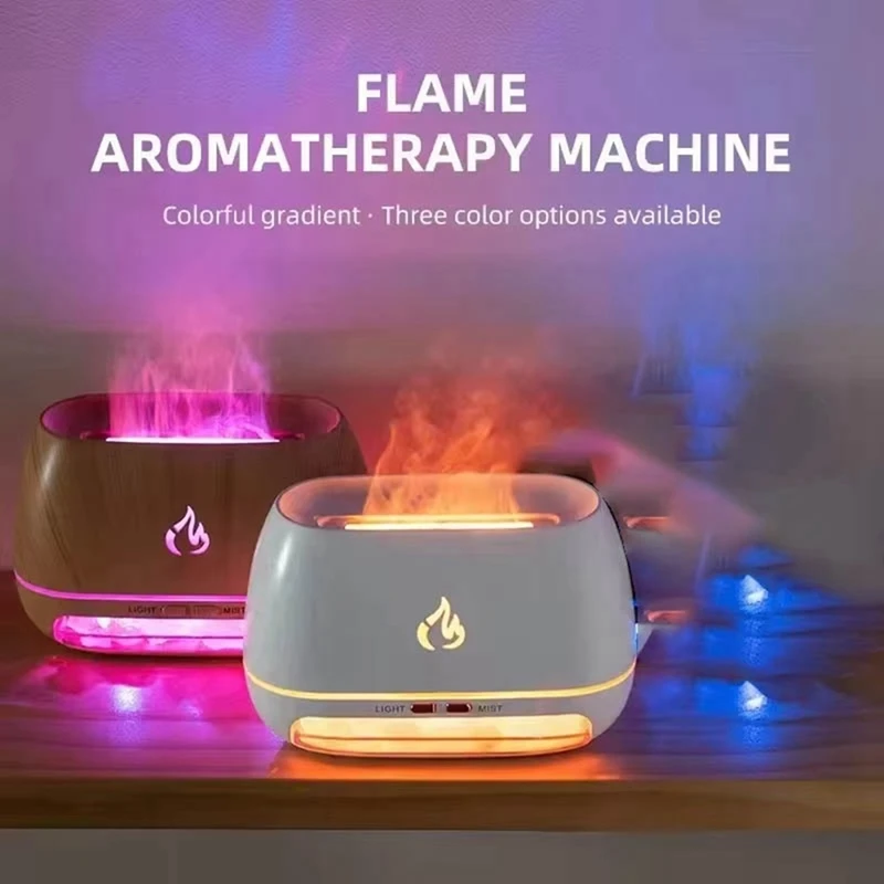 HOT-Salt Stone Aroma Air Humidifier Flame Colored Light Night Light Aromatherapy Essential Oil Diffuser Aromatherapy Sprayer