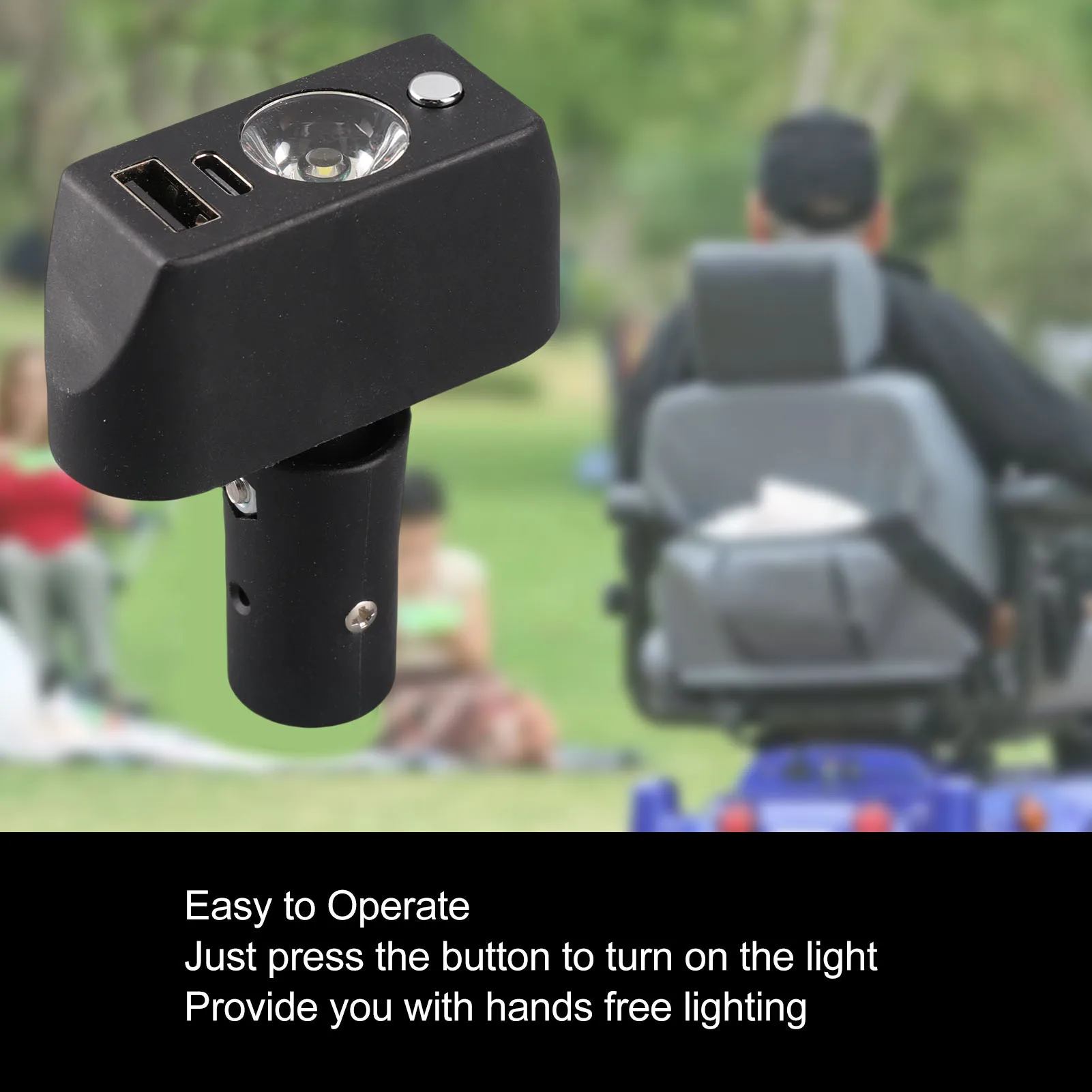 

Electric Wheelchair Light 3 Pin XLR Head USB Charging Adjustable Angle LED Power Wheelchair Lighting Controller