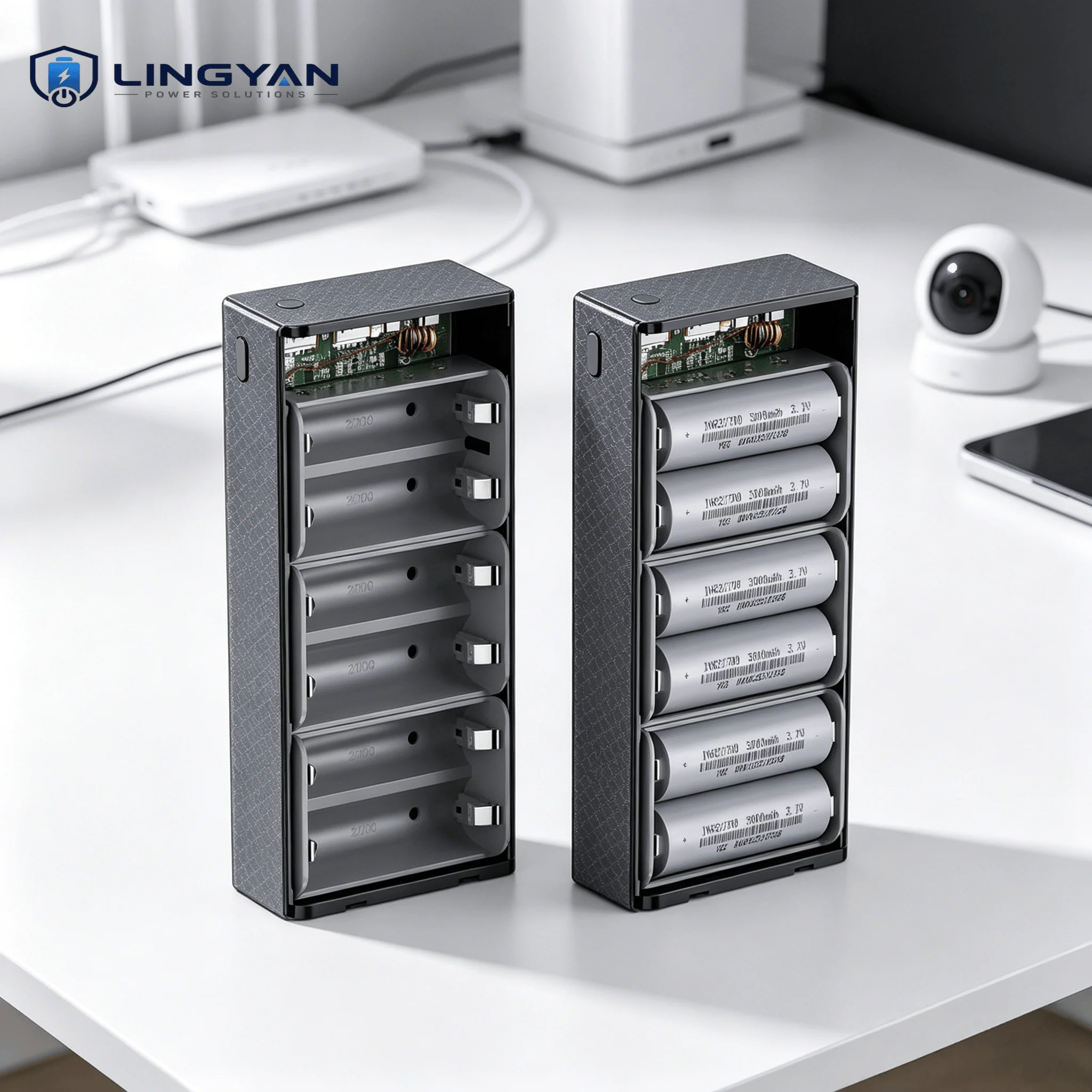 Digital Display DIY Power Bank Shell Q6 PD100W, Solder-Free Housing Designed for 6 Flat Top 21700 Batteries