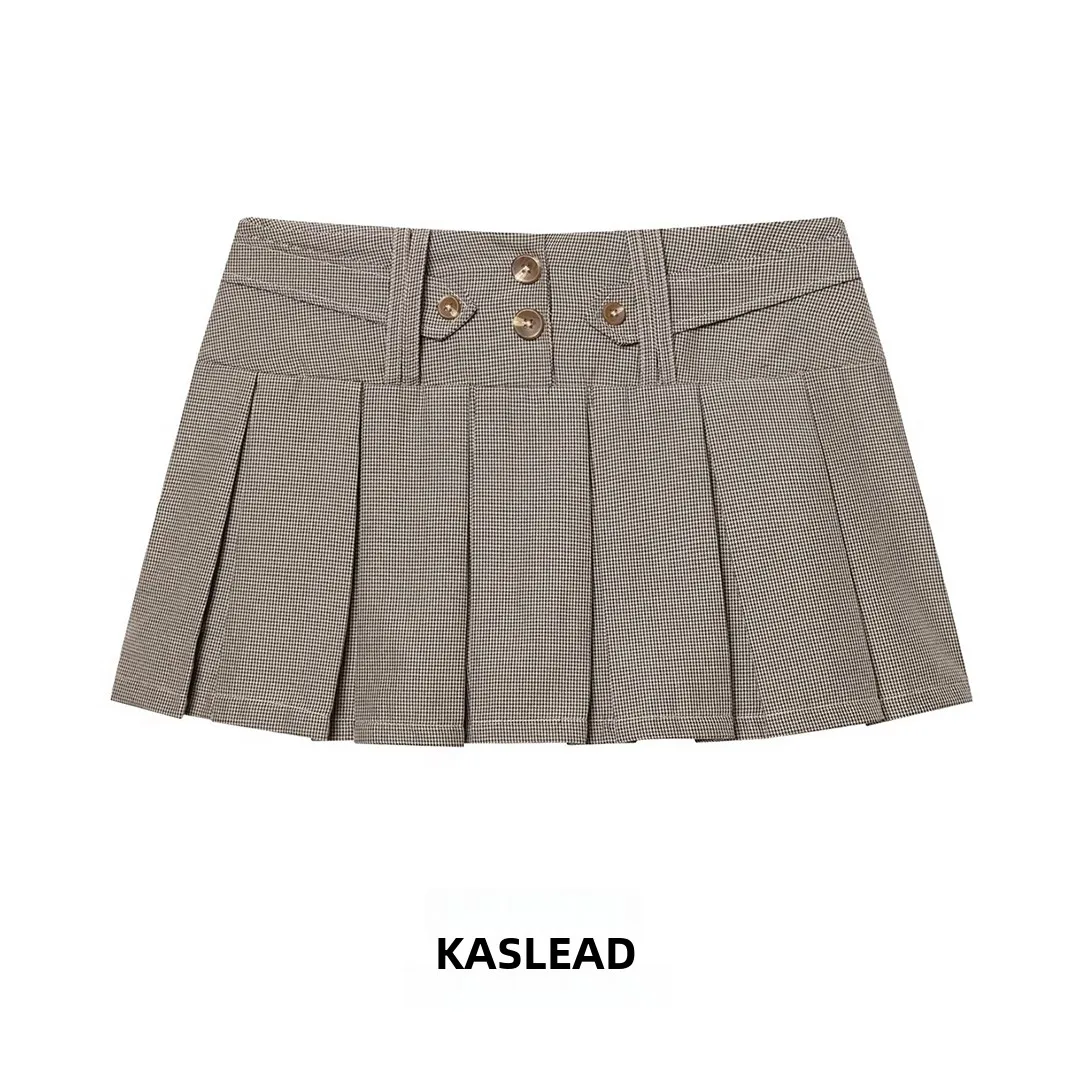 

Новая женская модная юбка KASLEAD с пуговицами, стандартный крой, из полиэфирного волокна, с низкой талией, для весеннего сезона