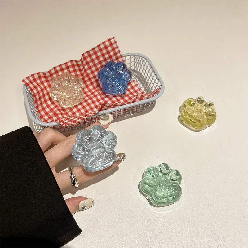 

ins Jelly Color Sequins Cat Paw Griptok Phone Holder for iPhone Samsung Universal Smart Tok Lazy Bracket Finger Holder