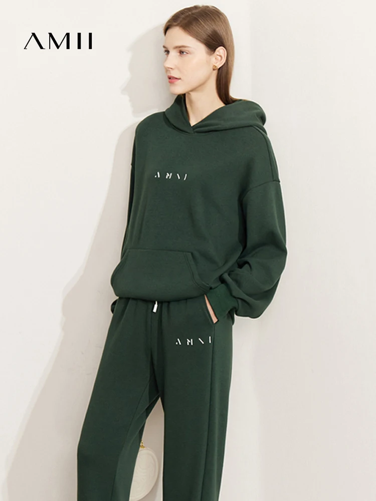 AMII Minimalism Winter Sweatshirt Women 2022 Fashion Hoodies Elegant Sweatshirts High Waist Straight Pants Separately 12241256