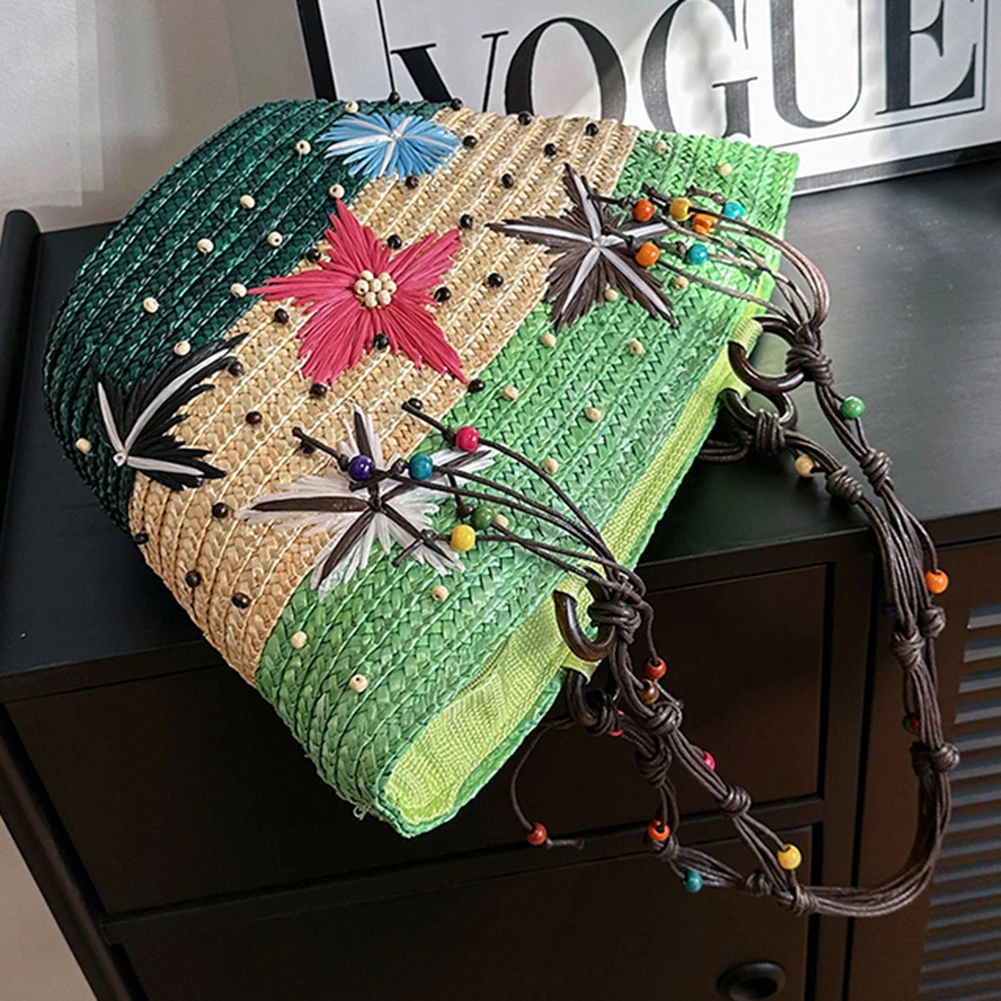 Seestern-Webhandtasche, handbestickte Perlentaschen mit Griff oben, Sommermode, lässig, schlicht, elegant, für Reisen, Urlaub