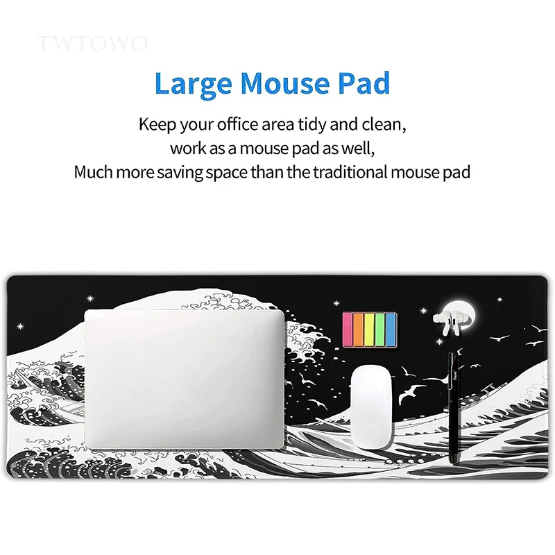 Mouse Pad Gamer Black And White Waves XL Custom Home Computer Mousepad XXL keyboard pad Office Accessories Table Mat