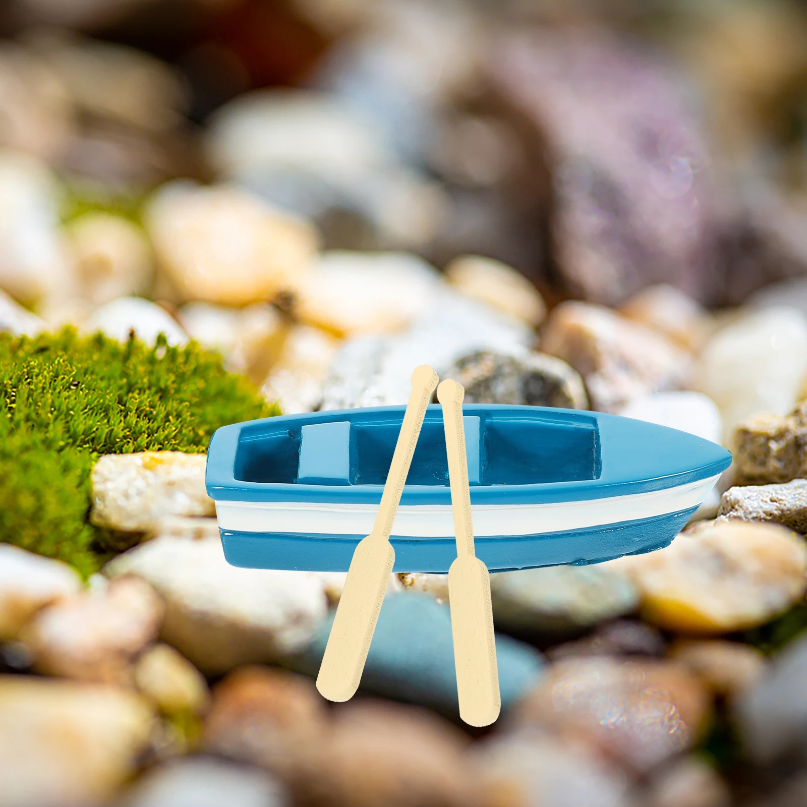 

6 set Micro Landscape Boat Oar Resin Simulation Decor Flat Sailboat Model Home Garden Balcony Miniature Accessories