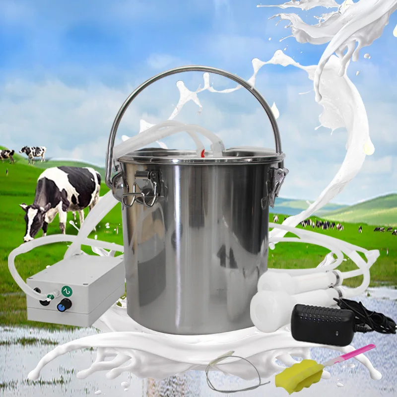 

5L Portable Stainless Steel Sheep Goat Cow Milking Machine 12VCD Vacuum Pump Cow Milking Machine