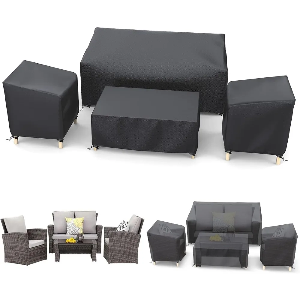 

Outdoor Furniture Cover Waterproof, Patio Furniture Covers 4 Piece Set, Heavy Duty 500D Patio Furniture Set Black