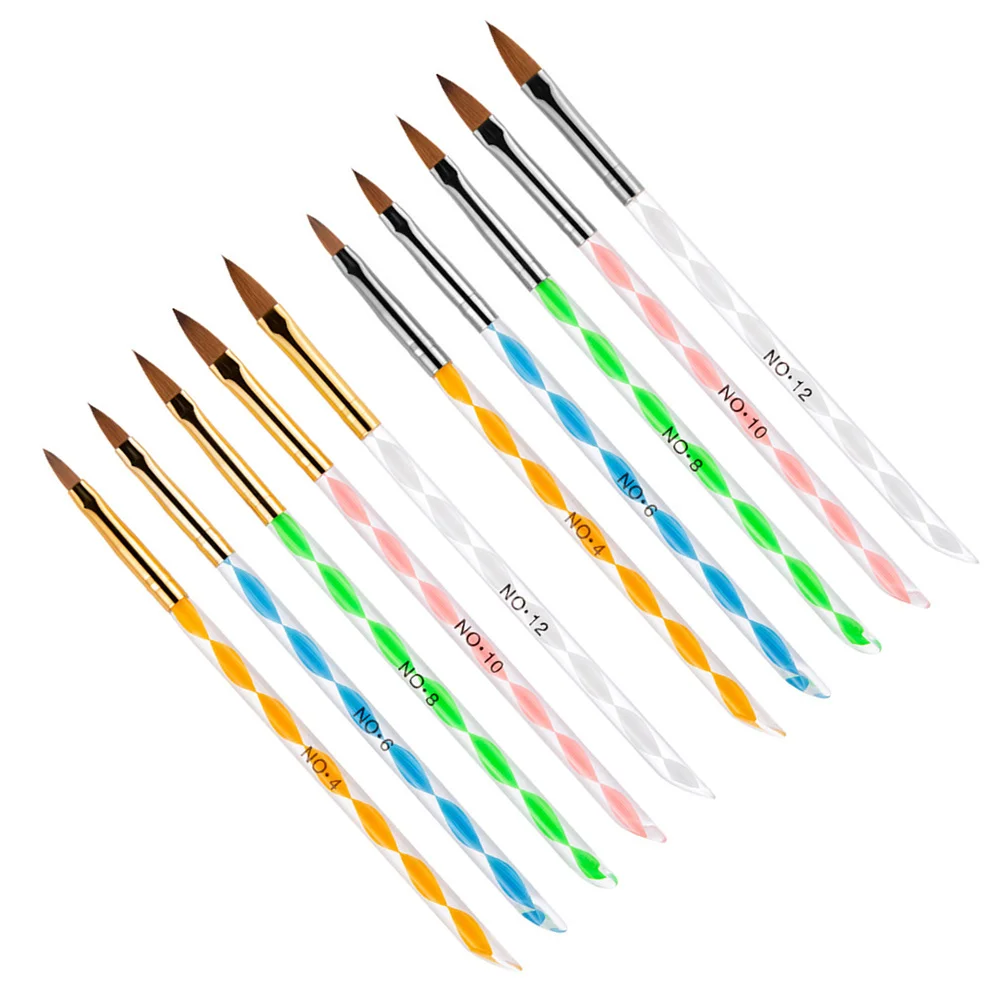 

2Sets Water Crystal Pen Nail Art Brush Portable Nail Tools Acrylic Spiral Rod Manicure Carving Brush Golden Silver Head Series