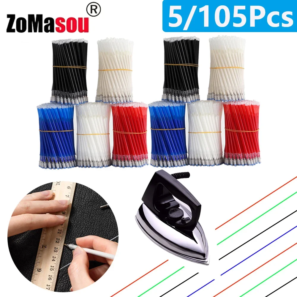 5-105Pcs High Temperature Disappearing Fabric Marker Pen Erasable Refill Pens For Patchwork Fabric PU Leather Mark Sewing Tools