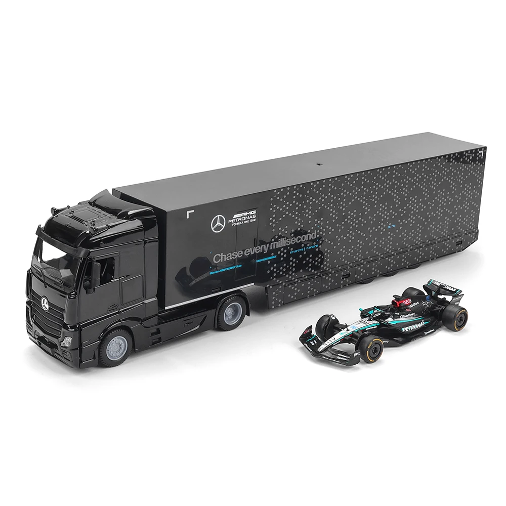 Bburago 1:43 2024 W15 SF24 مرسيدس-AMG # 63 جورج راسل حاوية نقل شاحنة سبيكة سيارة يموت يلقي لعبة مجسمة تحصيل #6