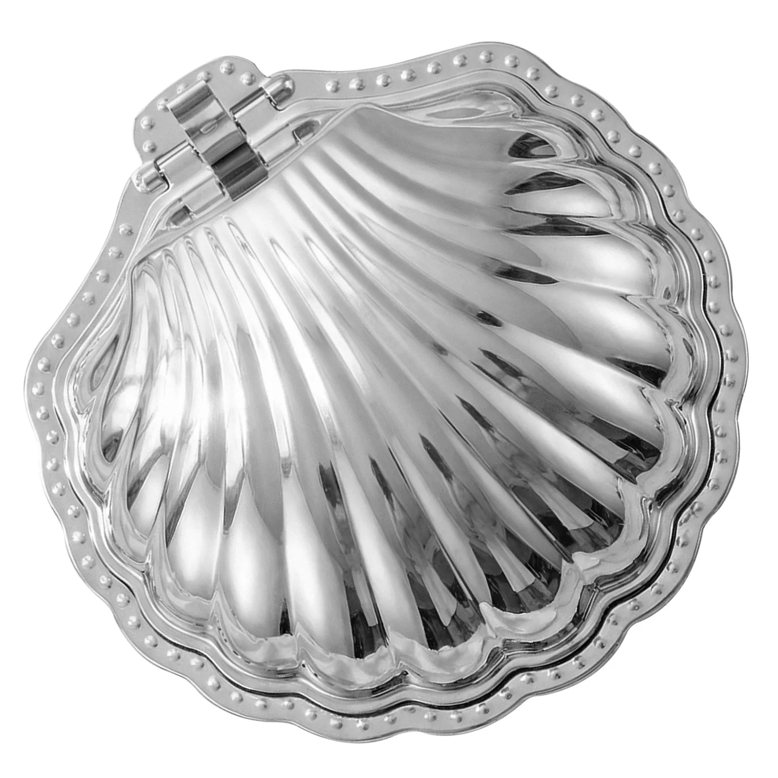 Shell Shaped Stainless Steel Candy Box Plate Lid Serving Tray for Fruit Snack Dessert Fish Roe Home Party Dining Plate with Lid