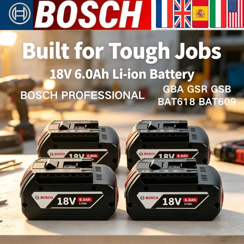 ⭐️2026 Original-Bosch 18V Battery, 6000mAh Backup Batteries, Draadloze Professional System, BAT609 BAT618 GBA18V80 Tools+charger