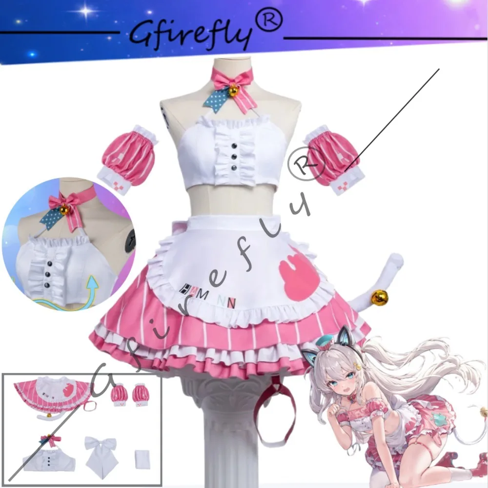 

Game Azur Lane Hammann Cosplay Costume Cute Pink Dress Fake Tail Accessories Halloween Anime Convention Party Costume