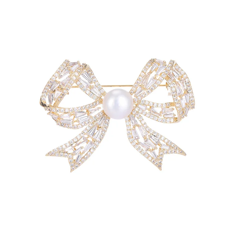 High-end and elegant clothing, corsages, women's fixed clothes, brooches, freshwater pearl bow brooches
