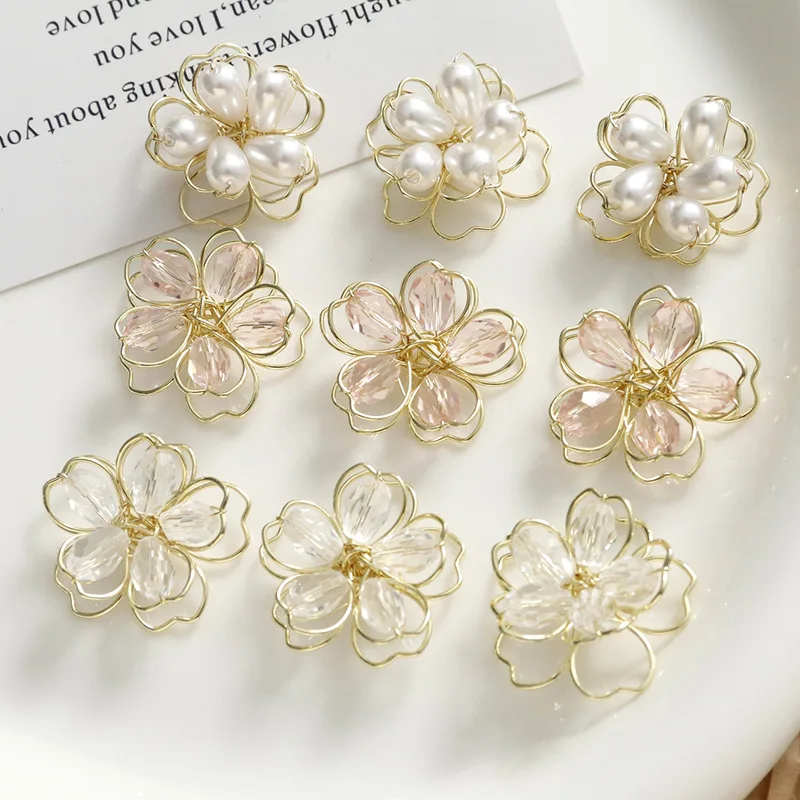Shoe Charms for Clog Sandals DIY Elegant Double Layer Crystal Pearl Flower Alloy Decor 1 Piece Lightweight Summer Beach