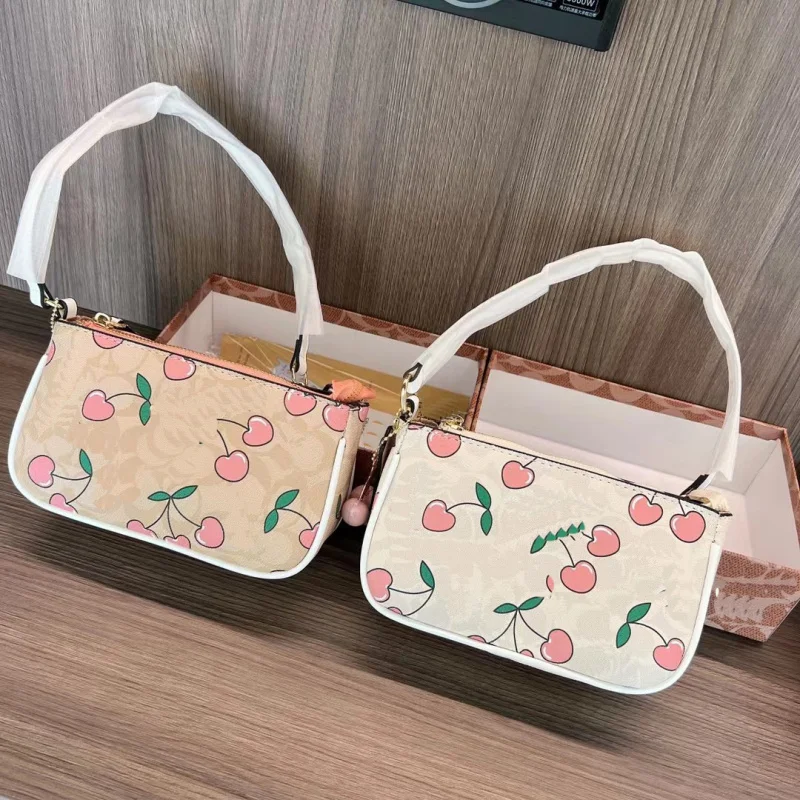 

2025 New Small Bag Women's Cherry Pendant Underarm Bag Printed Bag Women's Single Shoulder Crossbody Bag