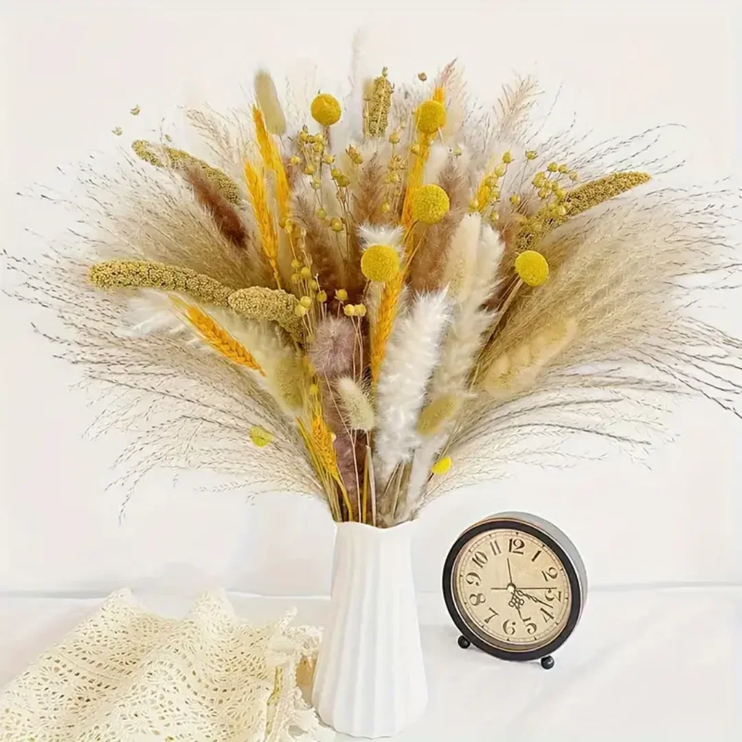 

107 Pieces Natural Pampas Boho Bouquet Table Farmhouse Party Home Decor Holiday Wedding Birthday Thanksgiving Arrangement