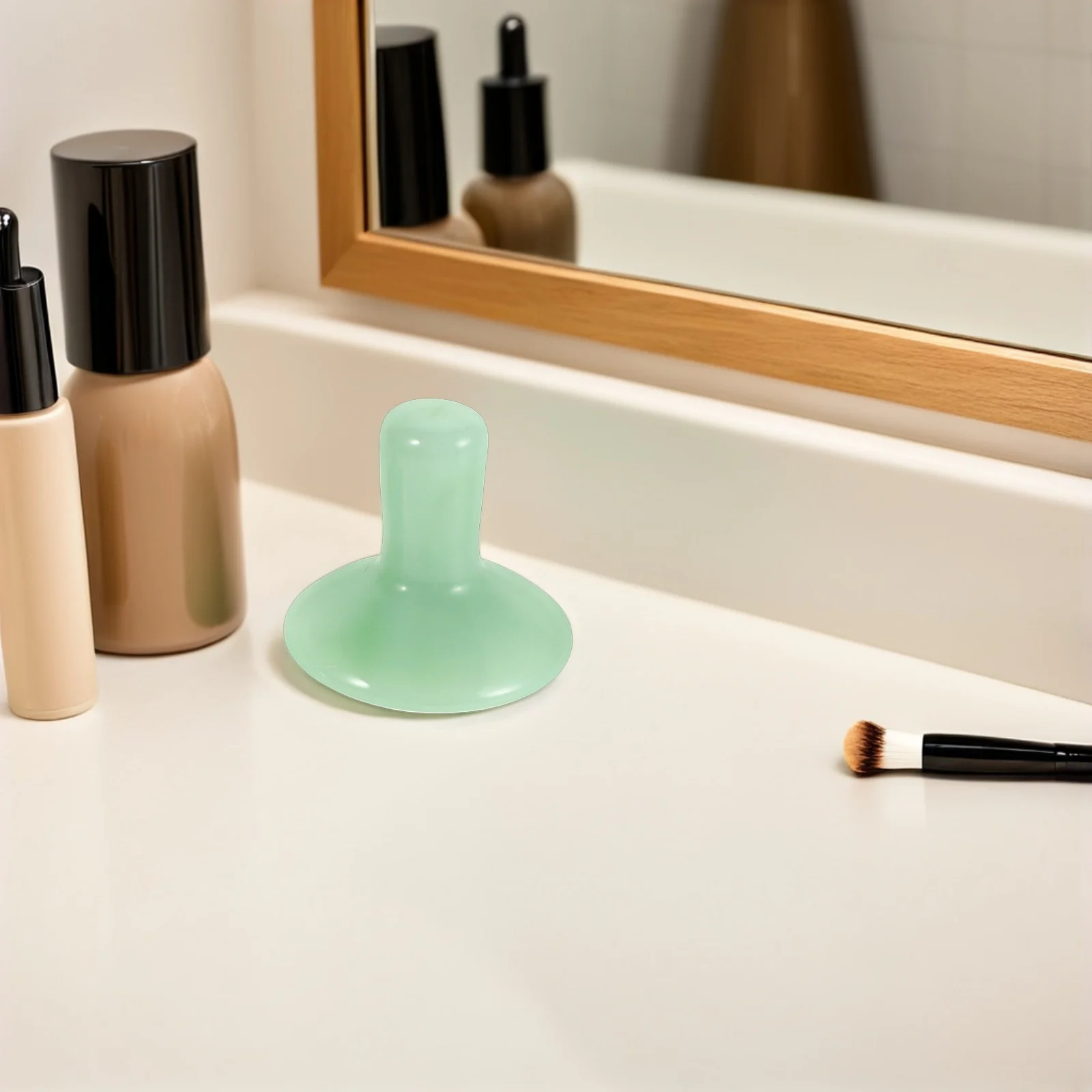 เครื่องนวดหน้ากัวซา 2 ชิ้น รูปเห็ด ทำจากหยกธรรมชาติ สำหรับนวดหน้า คอ ปรับรูปหน้า บำรุงผิว