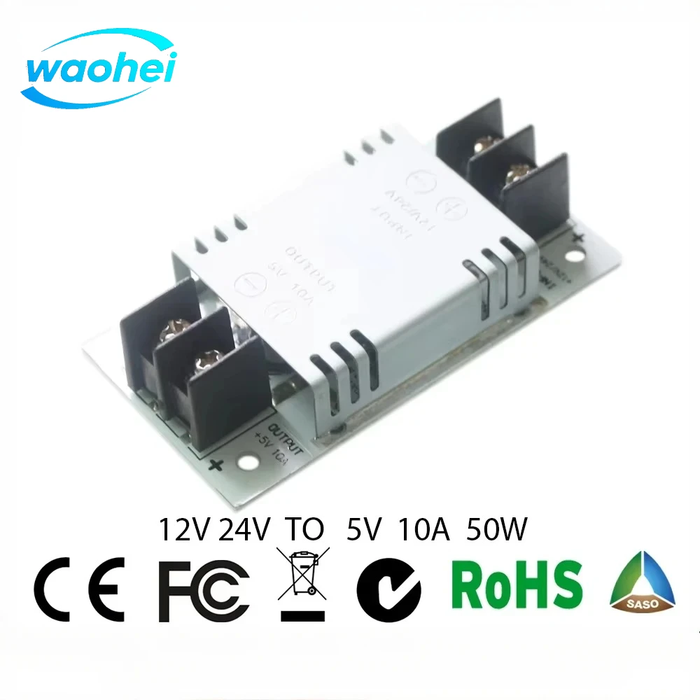 DC 12V-24V to 5V 10A 50W Power Converter Mini PCBA Module Buck Voltage Regulator Step Down Power Supply For Car Accumulator CE