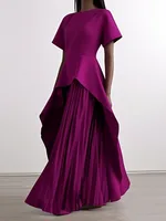 Yeezzi elegante vestido Peplum para banquete de boda para mujer 2025, nuevos vestidos largos de noche de fiesta con dobladillo Irregular plisado de manga corta