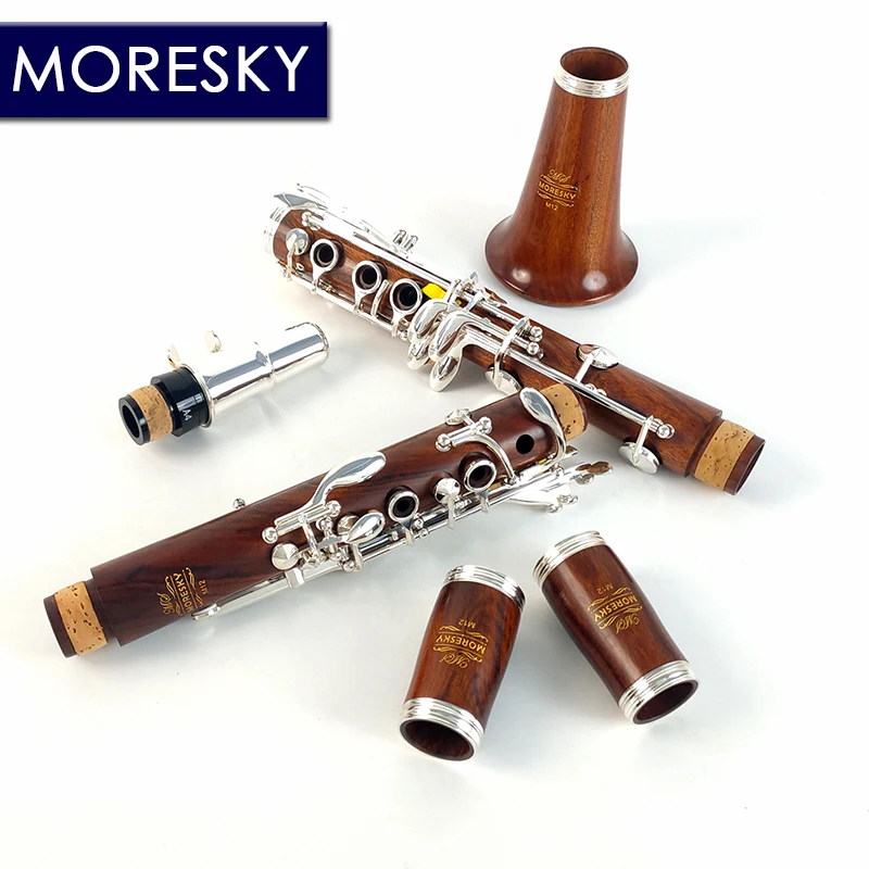 مورسكي الخشب الأحمر المهنية الكلارينيت Bb خشب الورد الكلارينيت مفاتيح فضية الخشب الصلب Sib Klarnet M12 #4