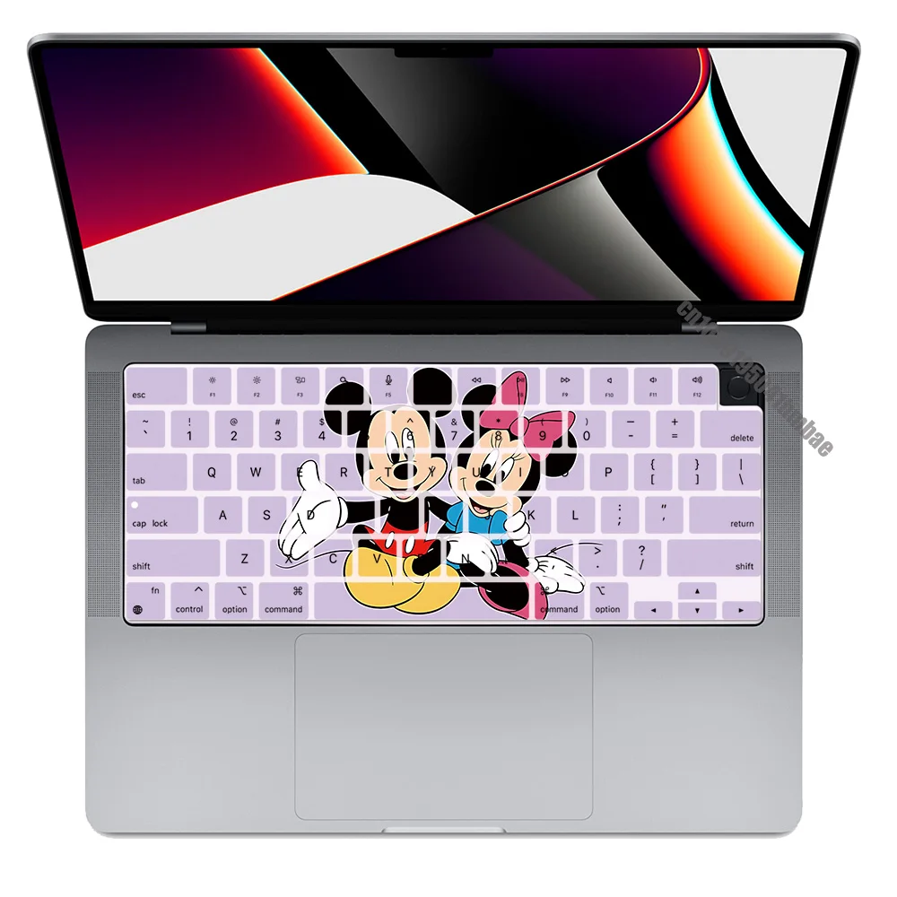 Cute Mickey Minnie US Layout Soft Silicone Keyboard Cover for Macbook pro 14 M2 M3 A2442 A2485 A2779 A2780 A2991 Air M2 M3 A2681