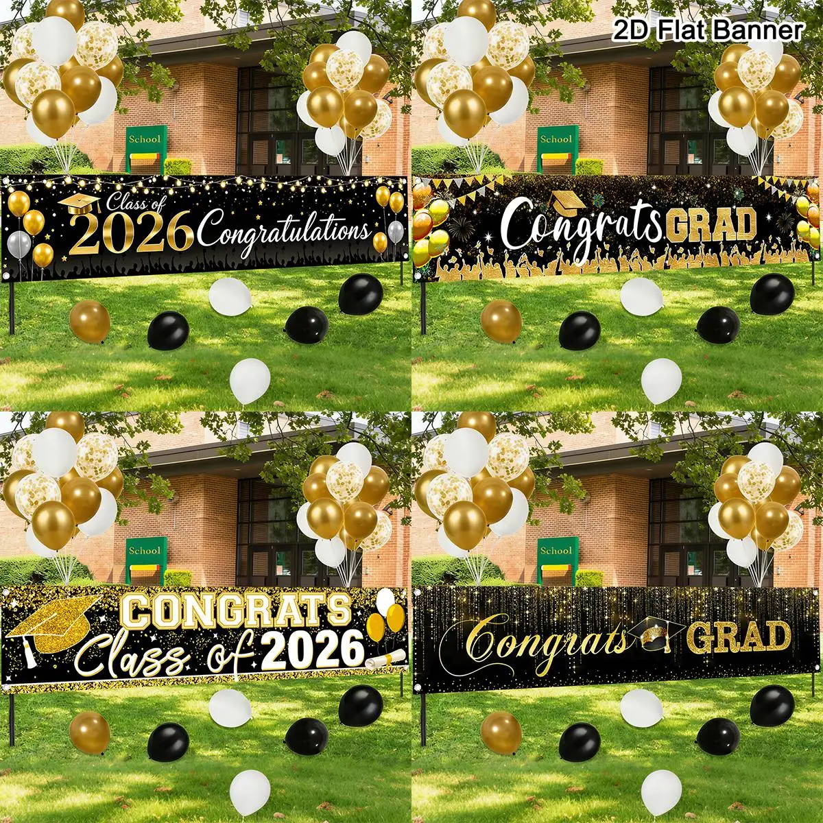 Happy Graduation Banner Graduate Decoration 2026 for Outdoor Backdrop Decor Congratulation Graduation Party Supplies Gifts