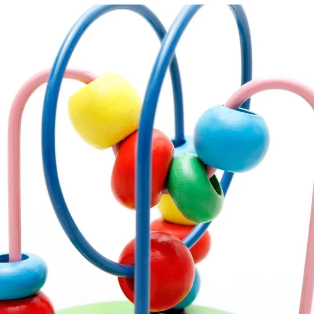 

Colorful Cartoon Small Beaded Toys Montessori Wooden Toys Hand-eye coordination Roller Coaster Educational Circle Toy Wooden