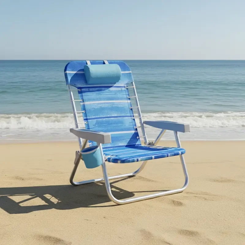 for Outdoor Aluminum Adjustable Custom Foldable Portable Lightweight Oxford Beach Backpack Chair Comfortable with Cup Holder