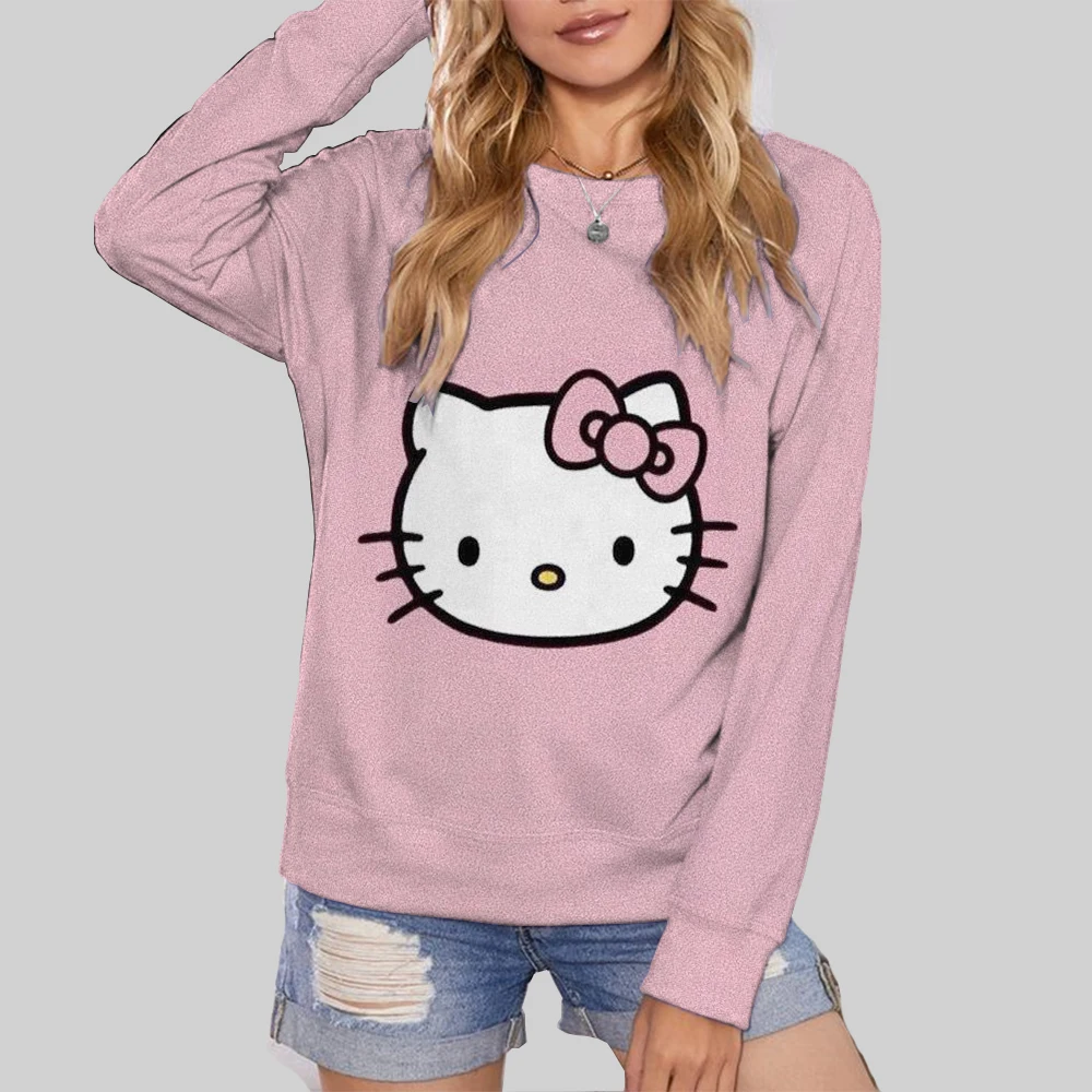 Streetwear Hoodies HELLO KITTY Printed Women Sweatshirt Autumn Winter Long Sleeve Harajuku Pullovers Hooded Sweater sudadera