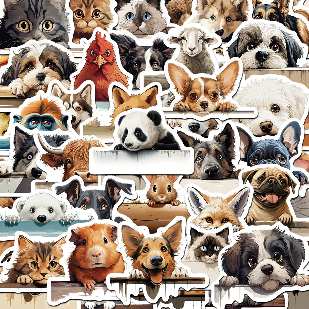 10/30/60Pcs Cute cartoon animal avatar stickers For Suitcase Skateboard Laptop Luggage Phone Styling DIY Decal