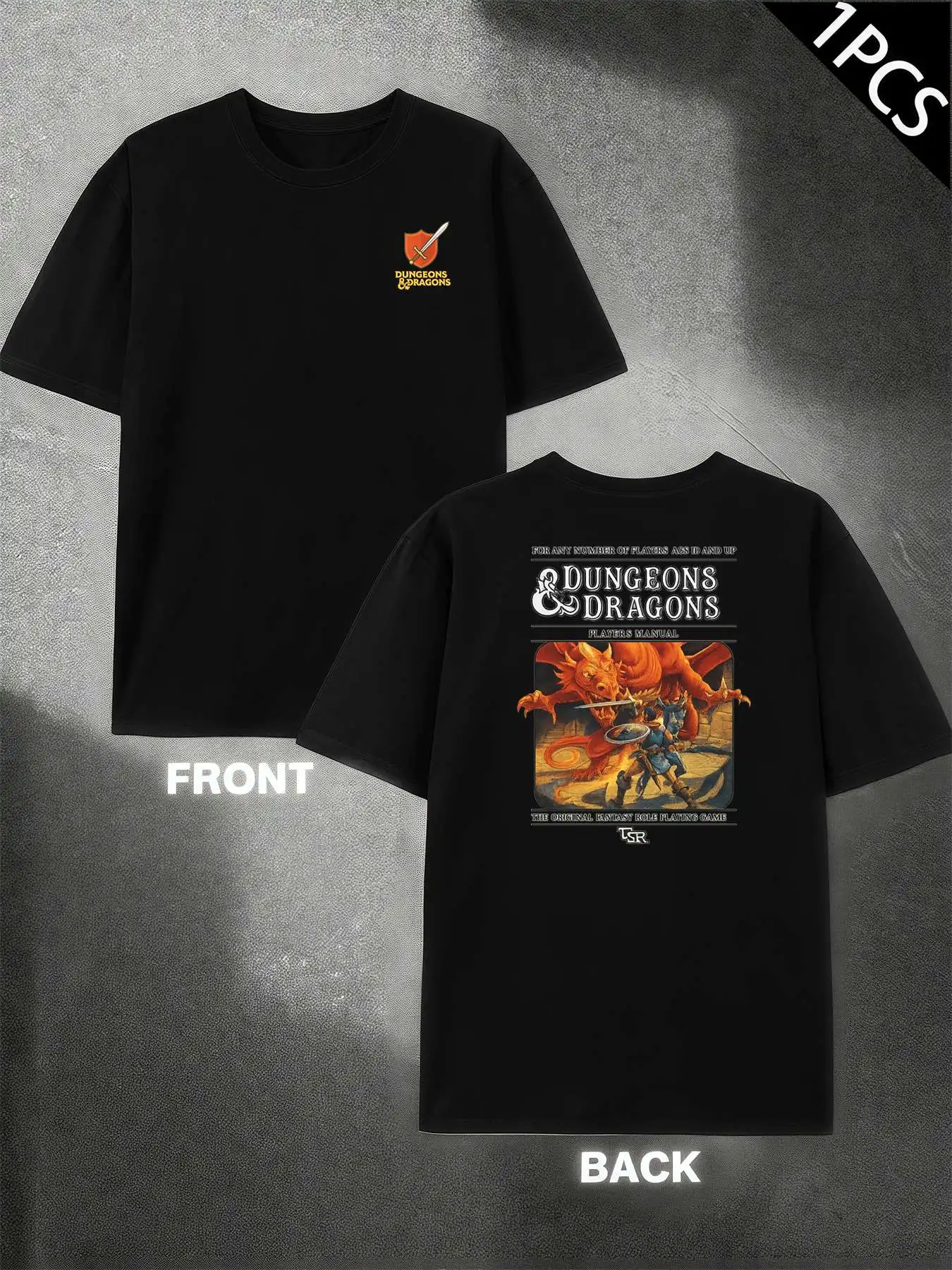 

Dungeons Dragons RPG Tee Men's Double-Sided printed Fashionable Casual Crew Neck 220gsm Pure Cotton T-Shirt