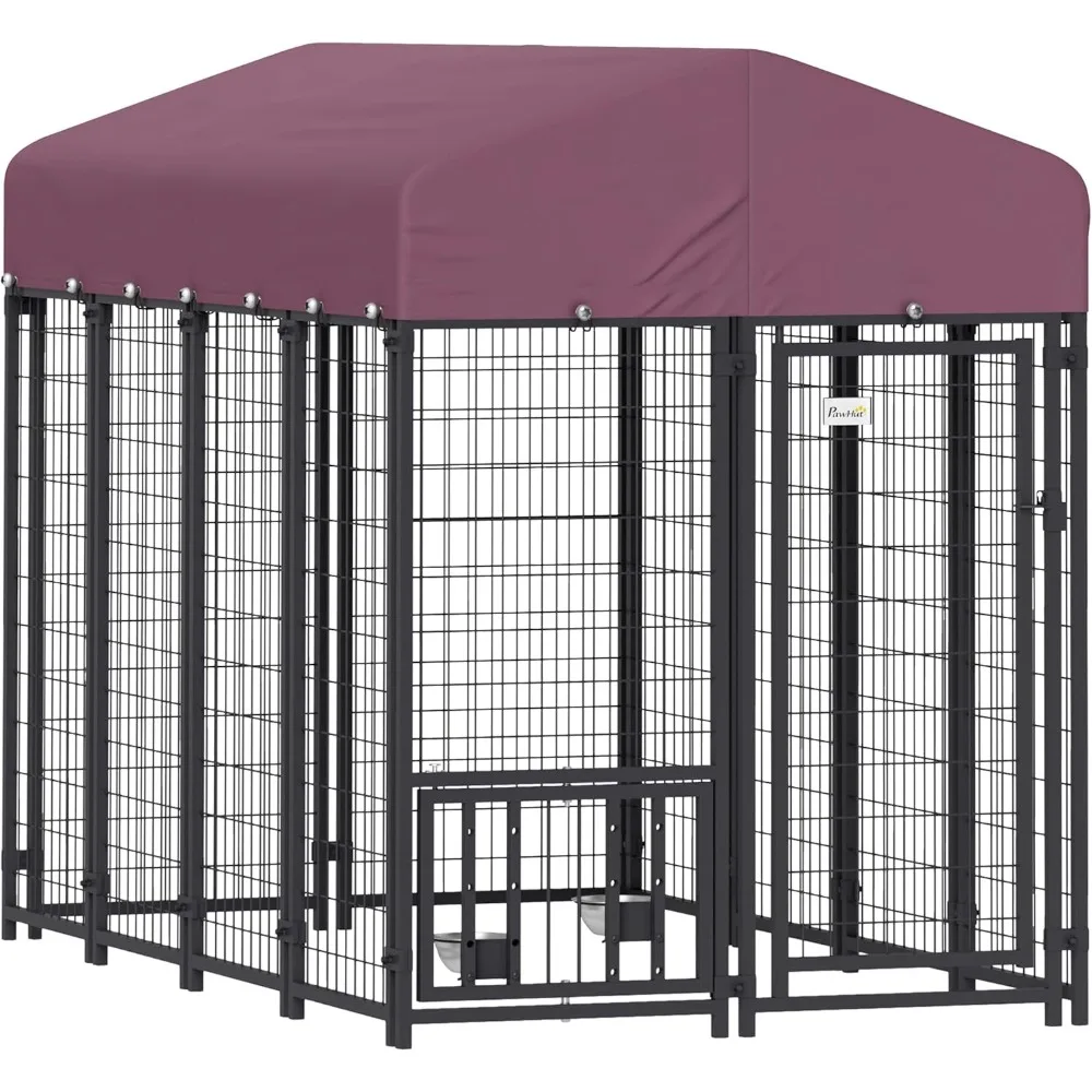 

Masterpiece 7.9' X 4' X 6' Outdoor Dog Kennel, Welded Wire Heavy Duty Dog Run With 360° Rotating & 4 Level Adjustable Bo