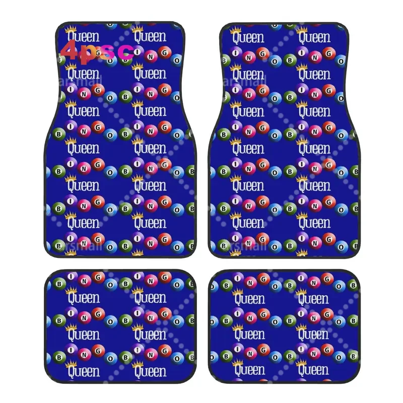 Car Floor Mats 4 Pcs Crystal Velvet Bingo Queen Universal Front Rear Foot Mats Non-Slip Carpets Rugs Paper Game Pieces Auto