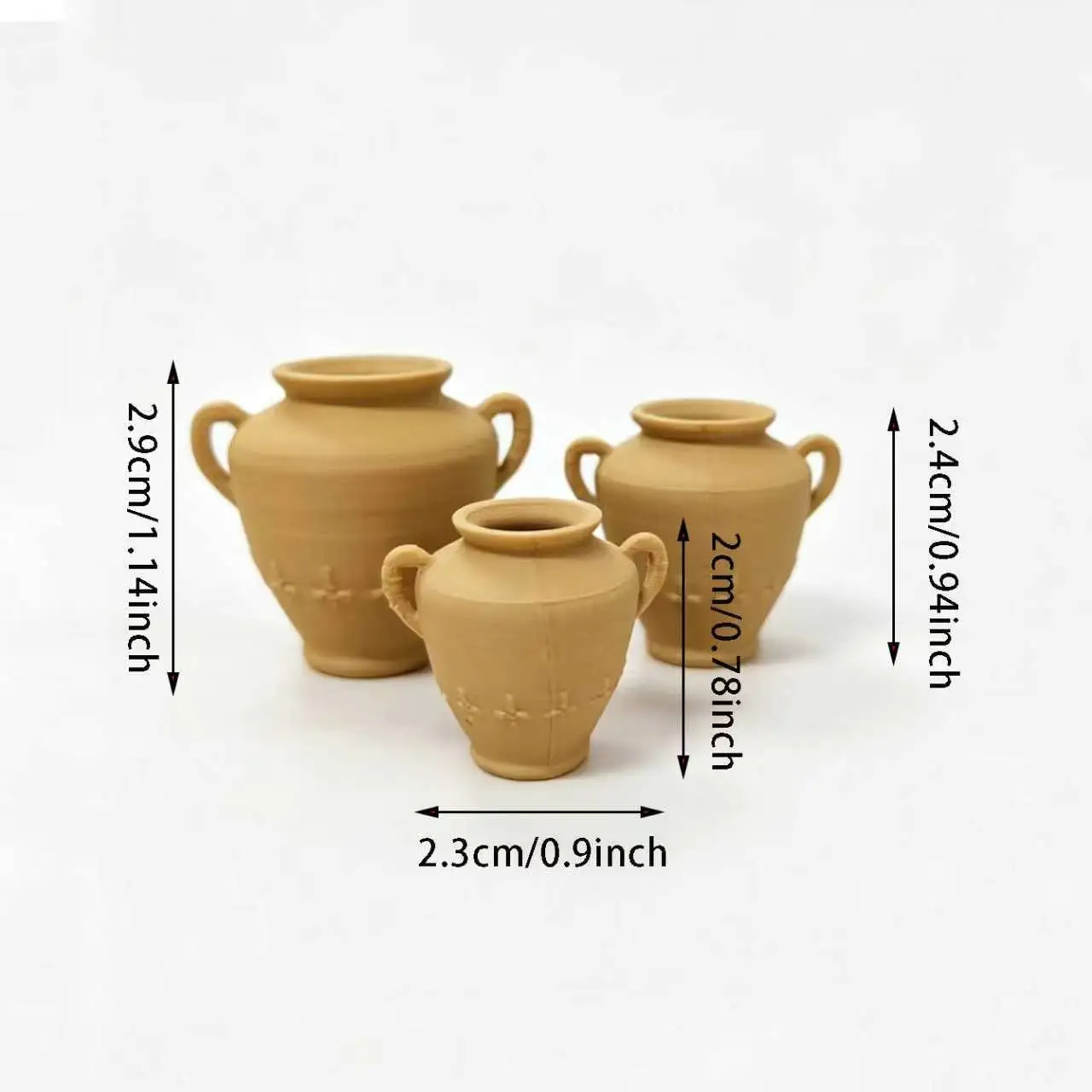 Miniature Ceramic Three-Piece Set, Dollhouse Retro Decorative Item, Realistic Clay Scene Prop, for Enthusiasts' Collection. view 6