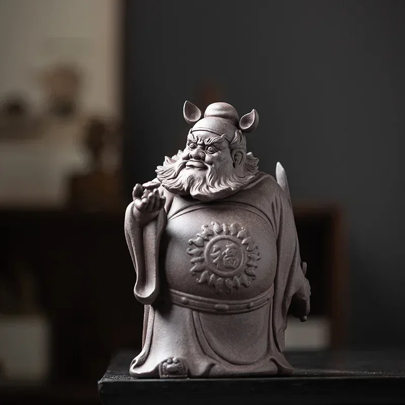 Ceramics Tianshi Zhong Kui Figure Statue High-end Purple Sand  Sculpture Home Room Office Feng sShui Decoration Accessories