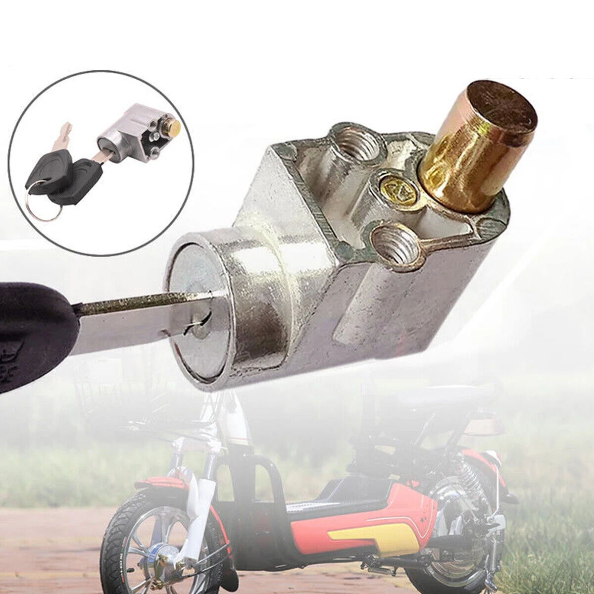 

Electric Bicycle Ignition Lock Battery Safety Pack Box Lock With 2 Key For Motorcycle Electric Bike Scooter E-Bike Accessories