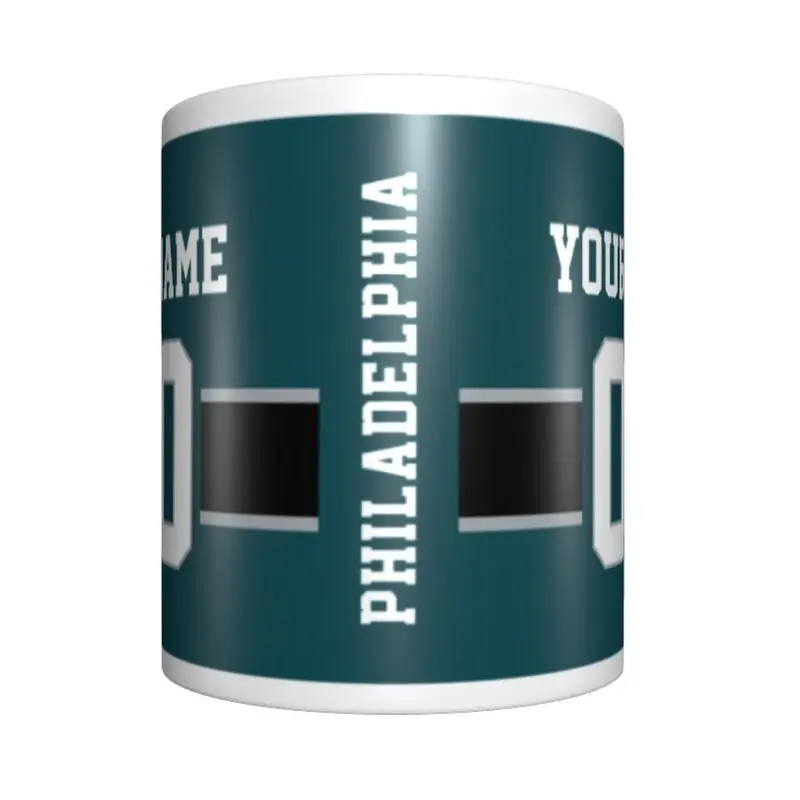 Custom Philadelphia Name & Number Football Mug, Gift for Dad, Gift for Mom, Unique, Personalized Gift, Birthday Gift, Coffee Cup