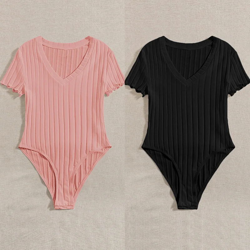 Summer women's sexy skinny cotton ribbed crew neck one-piece for women