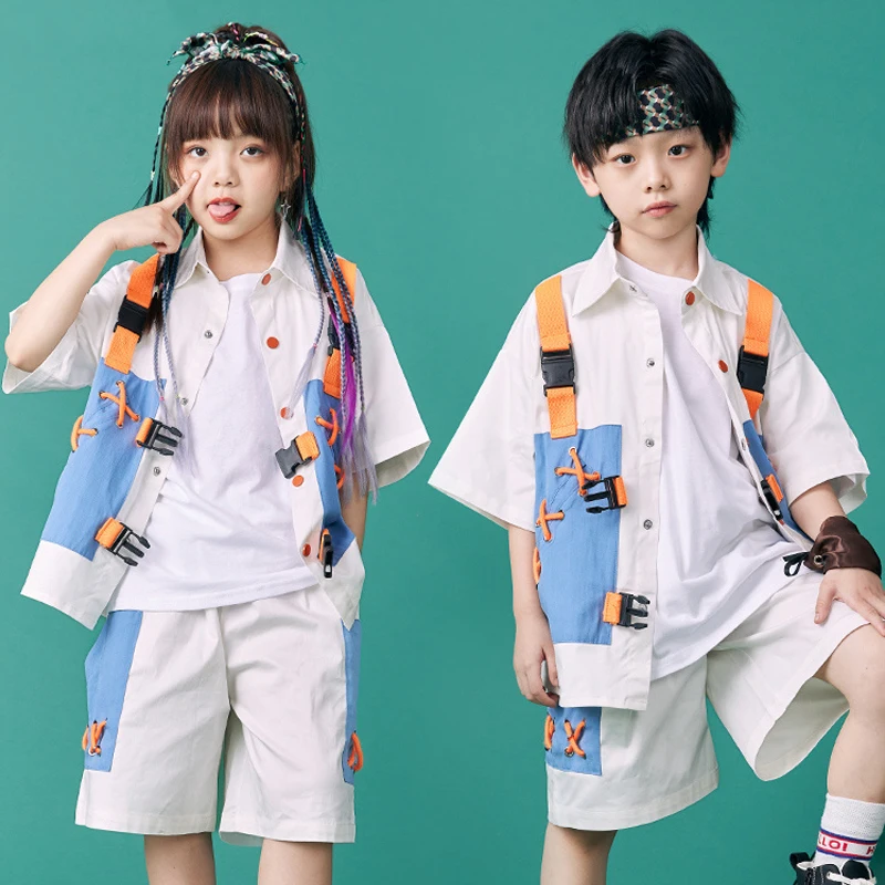 Stage Costume Dancer Outfit Urban Dancing Wear 2023 Street Wear Children Hip Hop Clothes Summer Festival Clothing Rave