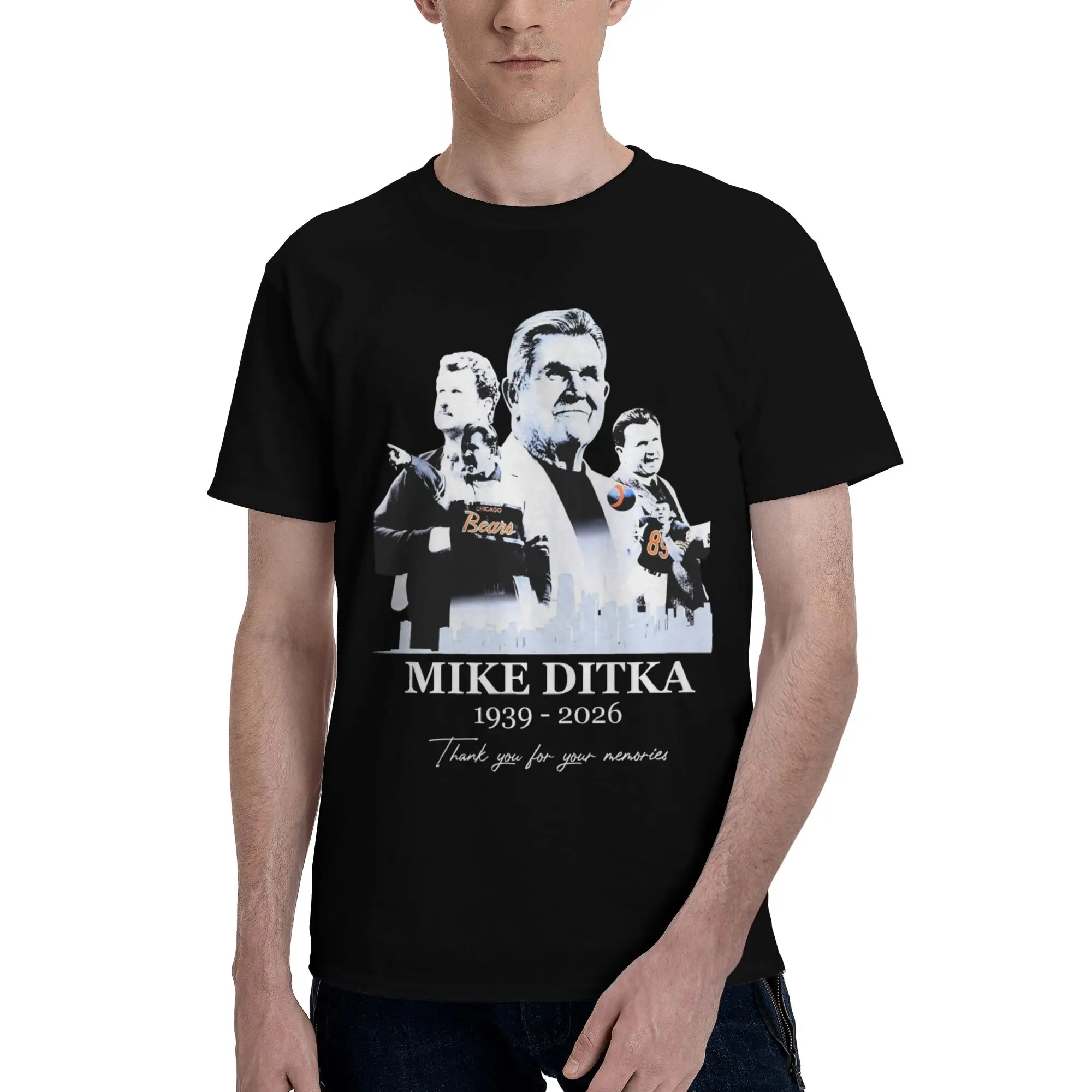Fashion RIP Mike Ditka  T Shirt for Men Women  100% Cotton T-shirts Short Sleeve Clothing